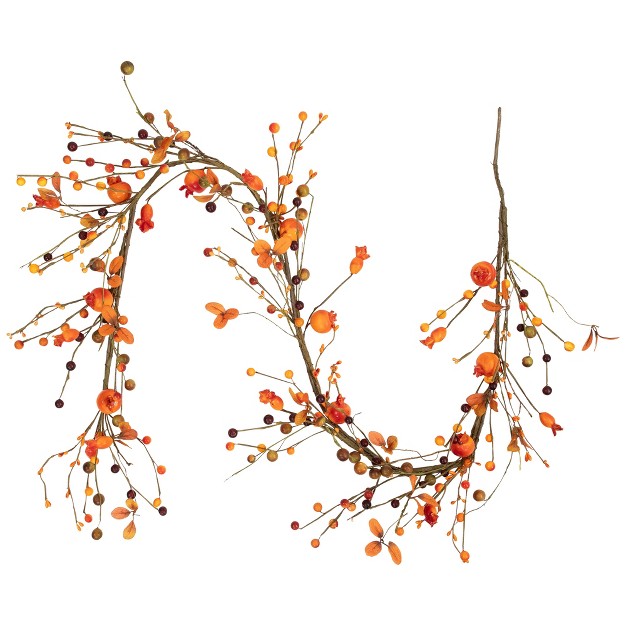 Fall Harvest Berries And Leaves Twig Artificial Garland Unlit