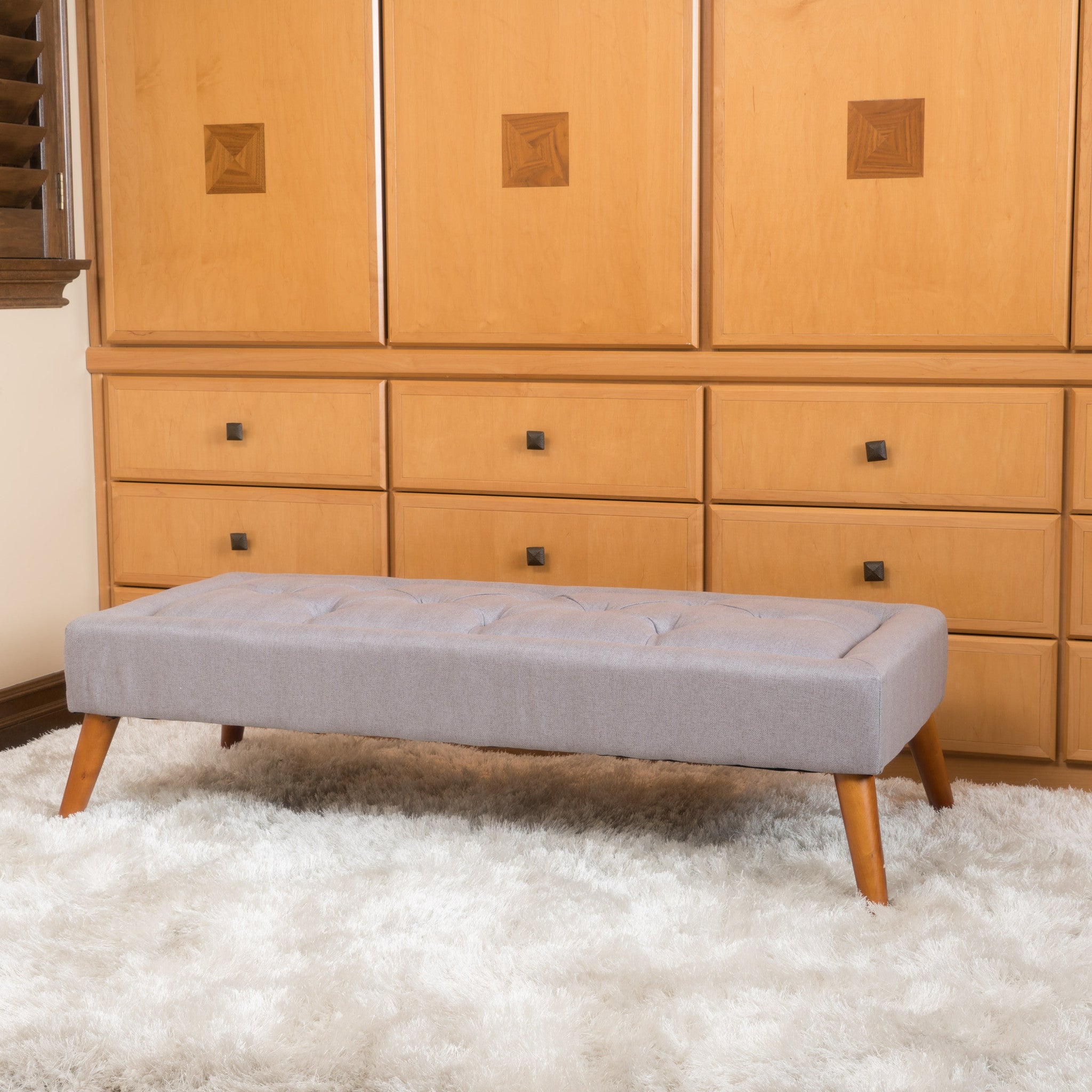 Pyram Mid Century Modern Ottoman Bench