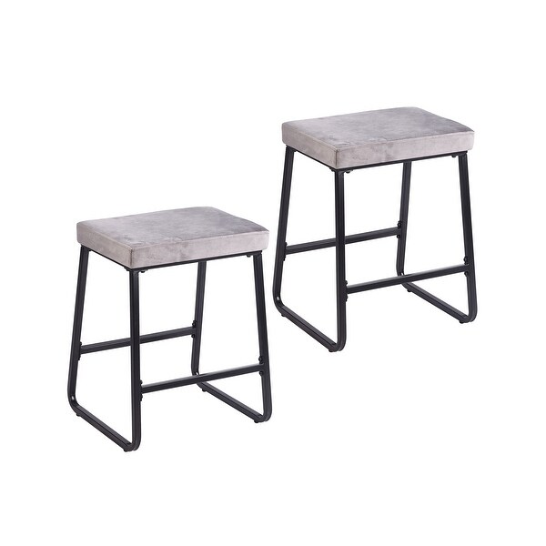 Porthos Home Sato Counter Stools Set of 2， Velvet Upholstery， Iron Legs