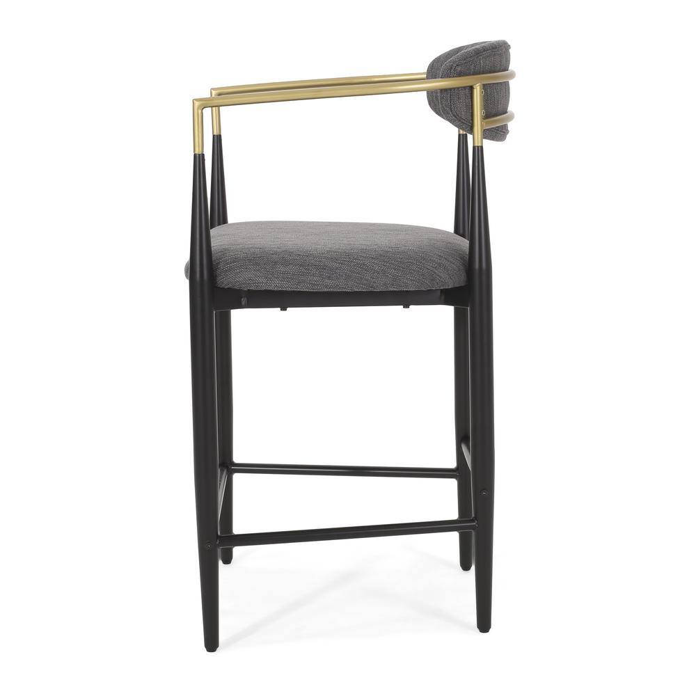 Noble House Boise 37.25 in. Charcoal and Black Low Back Wood Counter Bar Stool (Set of 2) Extra Tall 109893