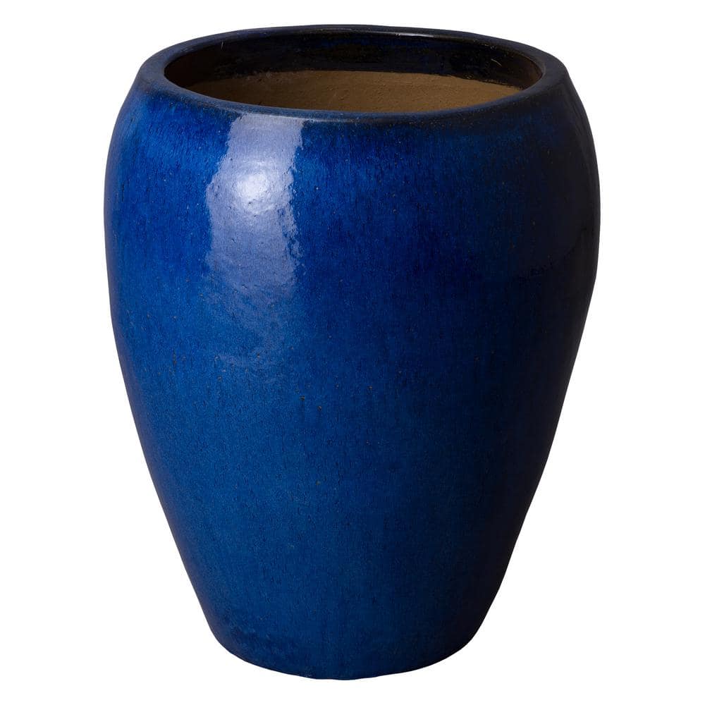 Emissary 30 in. Blue Round Ceramic Tapered Planter 12173BL-2