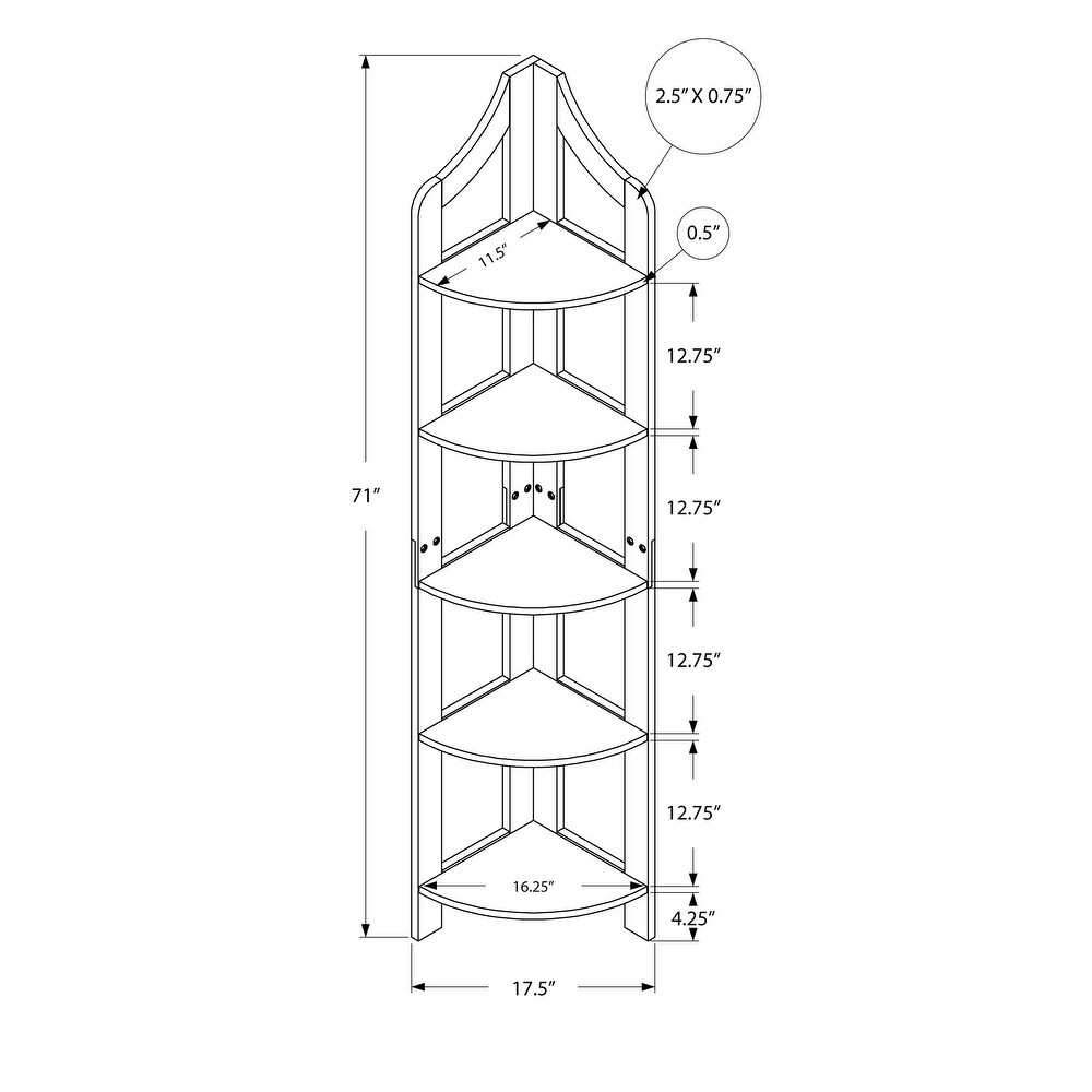 Corner Accent Shelf Bookcase   12.25\