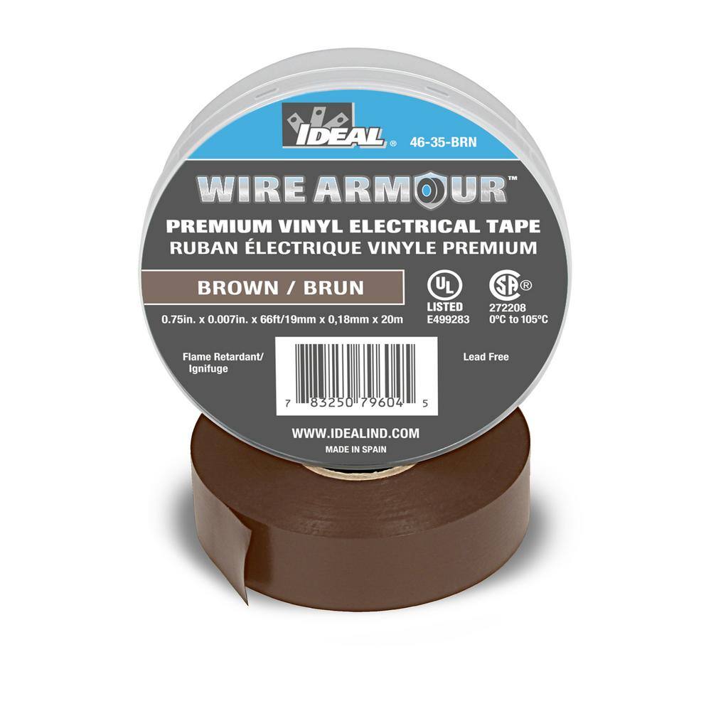 IDEAL Wire Armour 34 in. x 66 ft. Premium Vinyl Tape Brown (10-Pack) 46-35-BRN-10PK