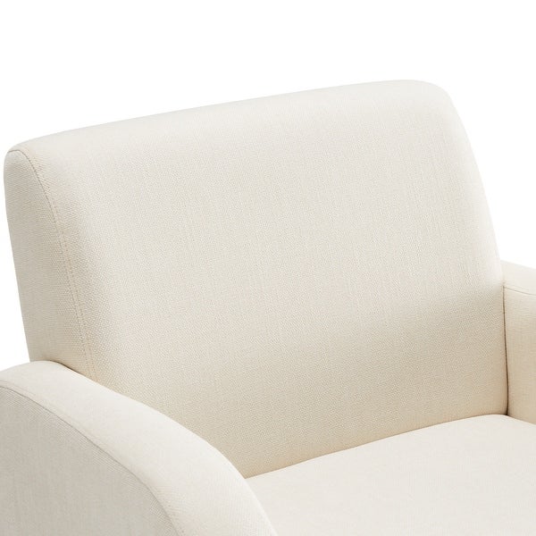 Modern Linen Swivel Accent Lounge Chair with Round Metal Base