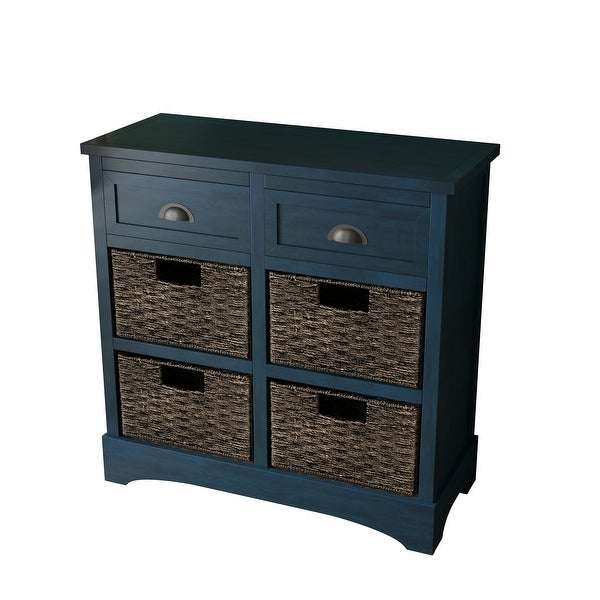 Rustic Storage Cabinet with Two Drawers and Four Basket