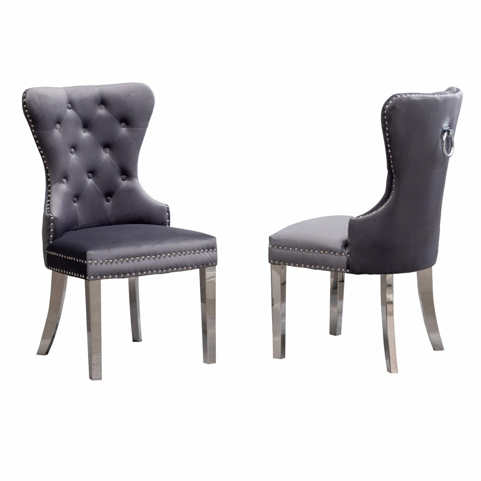 Roundhill Furniture Montura Contemporary Glam Tufted Dining Chair with Nailhead Trim - Set of 2