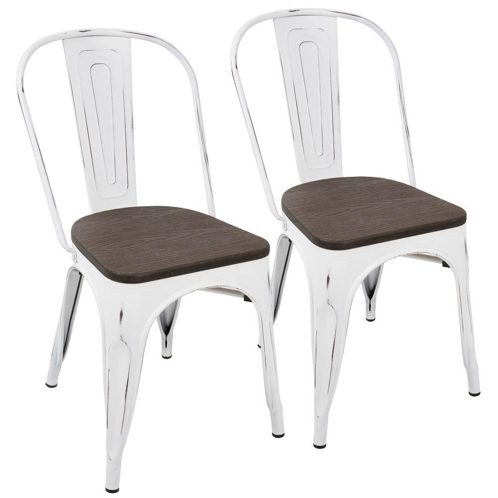 Lumisource Oregon Vintage White and Espresso Dining Chair (Set of 2) DC-OR VW+E2