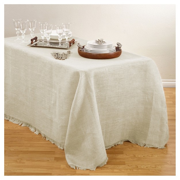 Burlap Tablecloth Ivory 90 quot x156 quot