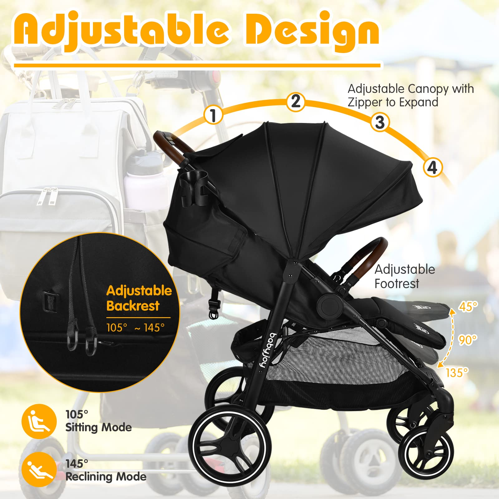 BABY JOY Baby Stroller, High Landscape Infant Carriage Newborn Pushchair with Foot Cover