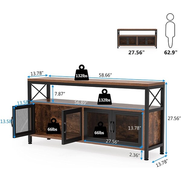 Narrow Long Console Table with Doors， Large 3-Tier Sofa Table - 58.27