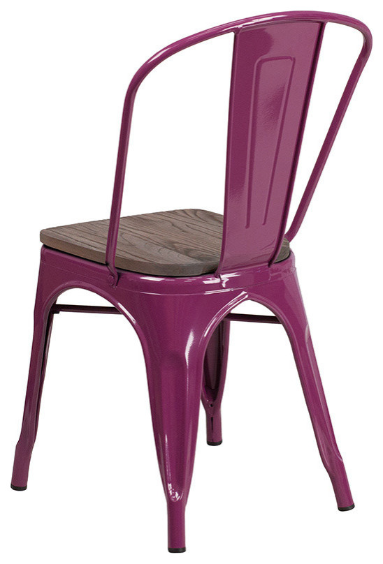 Metal Stackable Chair With Wood Seat   Contemporary   Dining Chairs   by BisonOffice  Houzz