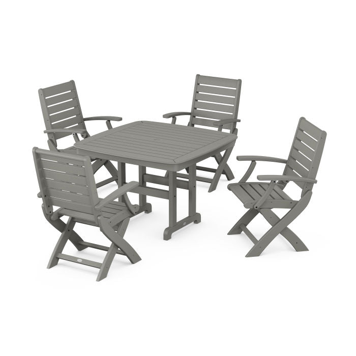 Polywood Signature Folding Chair 5-Piece Dining Set with Trestle Legs PWS932-1