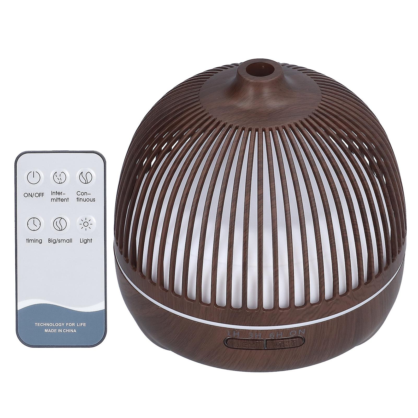 Home Air Humidifier Remote Ultrasonic Essential Oil Aroma Diffuser with RGB LED Light 100‑240V Deep Wood GrainEU Plug