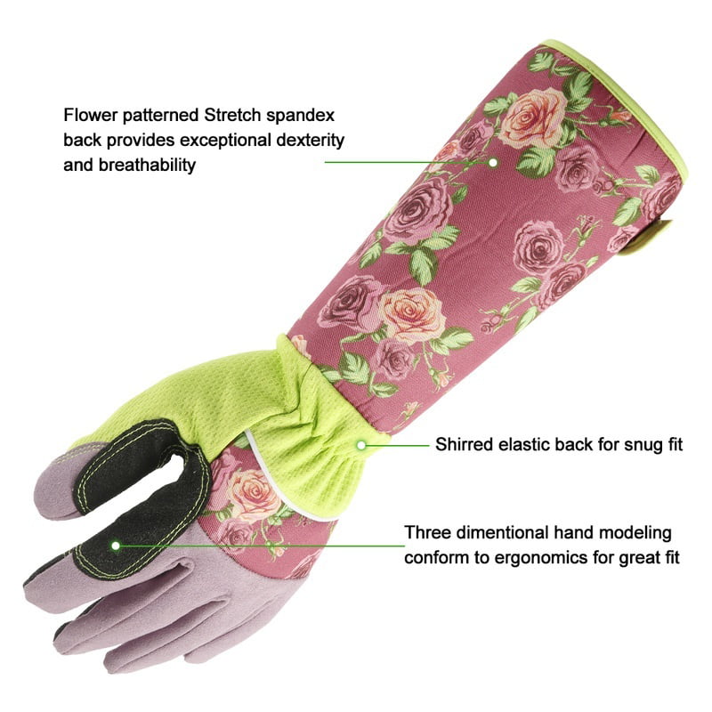 Willstar Thorn Proof Ladies Garden Gauntlet with Long Sleeves Long Gardening Gloves for Women Arms Elbow Protective Long Thorn Proof Garden Gloves for Rose Pruning