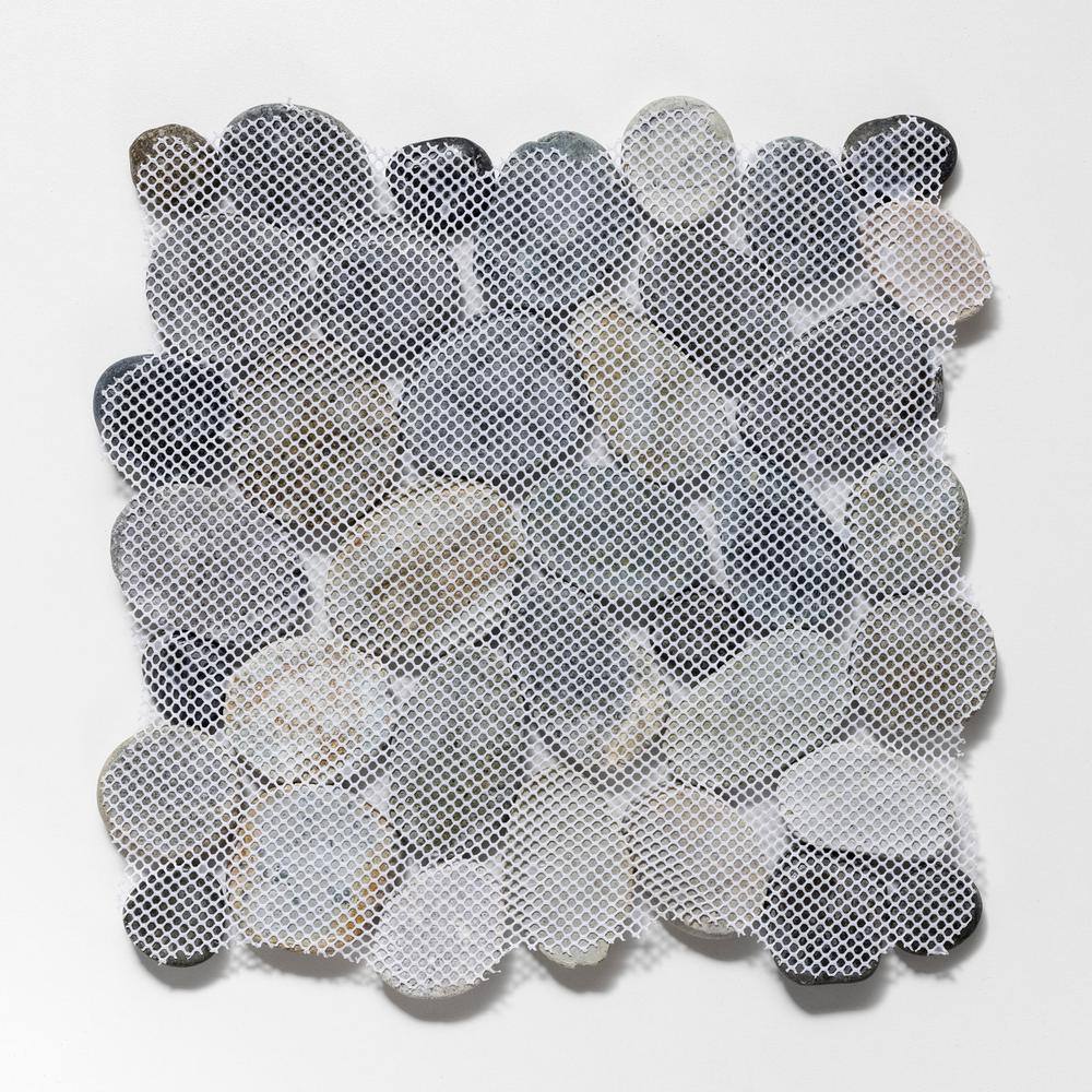 TILE CONNECTION Classic Pebble Tile River Grey 11-14 in. x 11-14 in. x 12.7 mm Mesh-Mounted Mosaic Tile (9.61 sq. ft.  case) xp3pgo