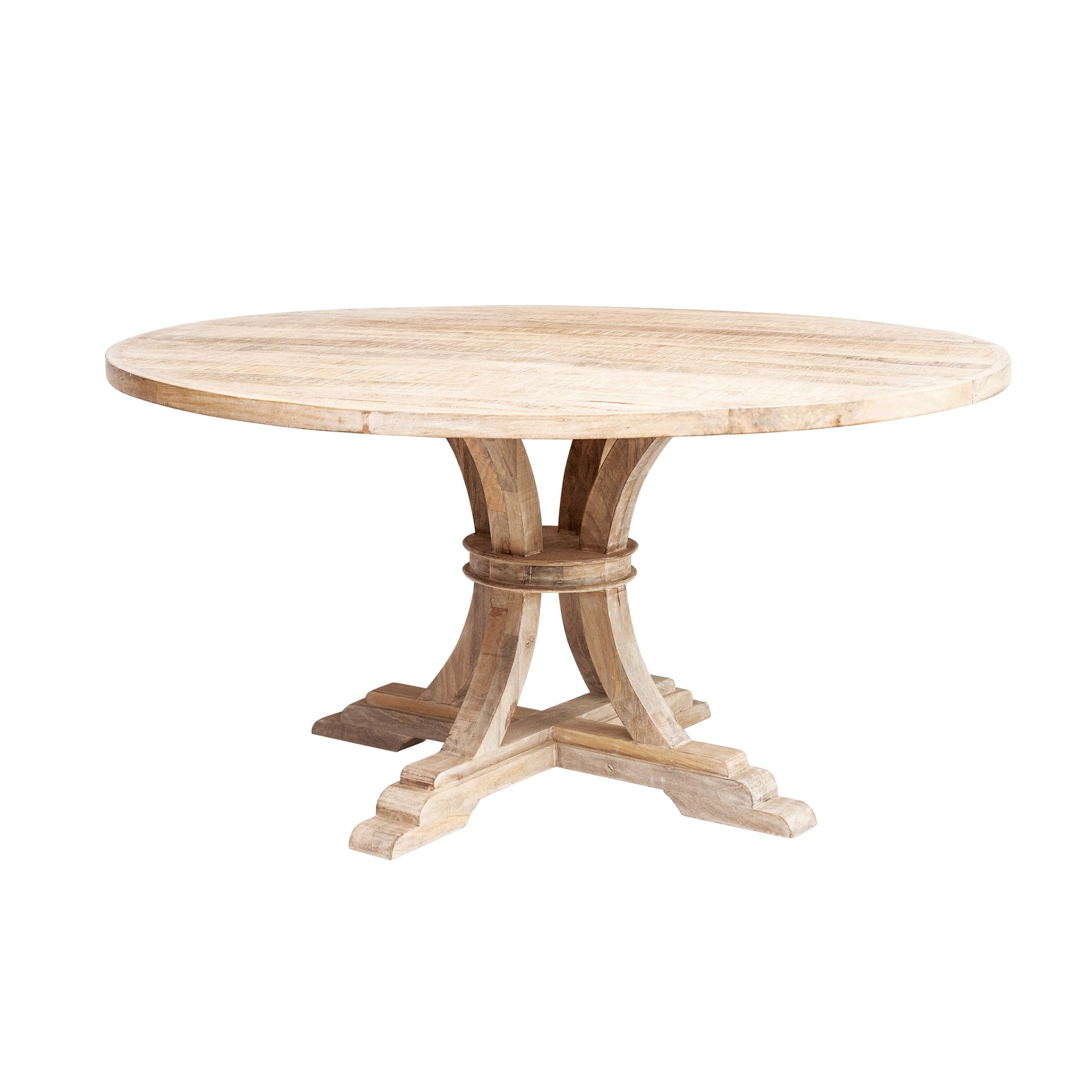 Whitewashed Round Mango Wood Table