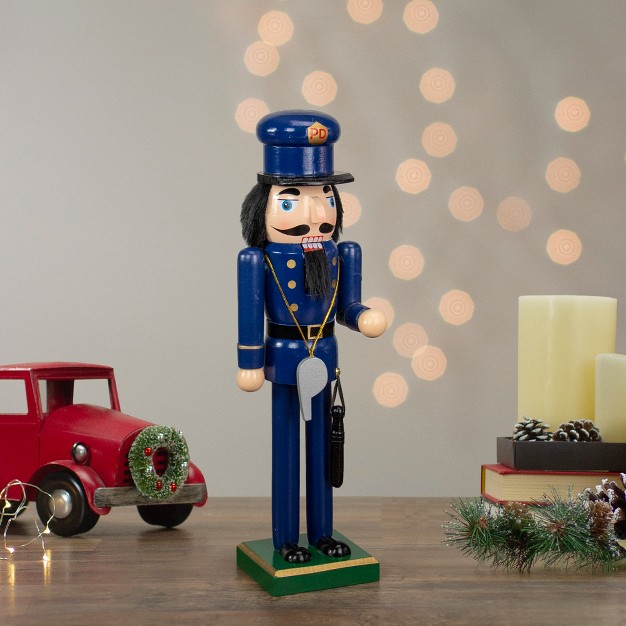 Blue And Black Wooden Police Officer Christmas Nutcracker