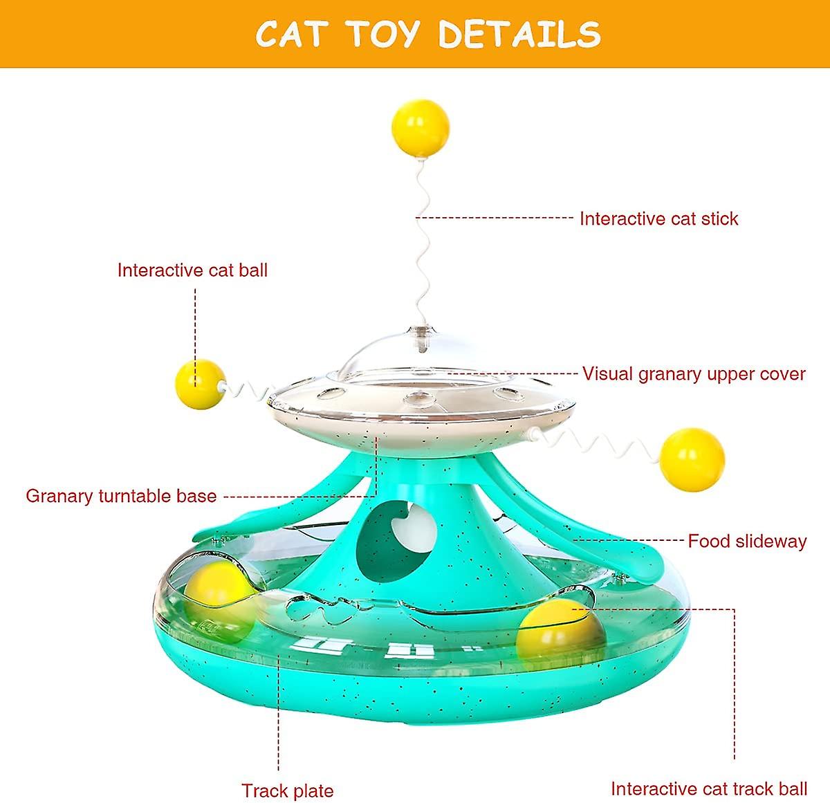 Cat Toys For Indoor Cats - Funny Interactive Cat Toy With Circle Track Moving Balls Exercise Kitten Toy，satisfies Cats Chasing Game，leaking Food Windm