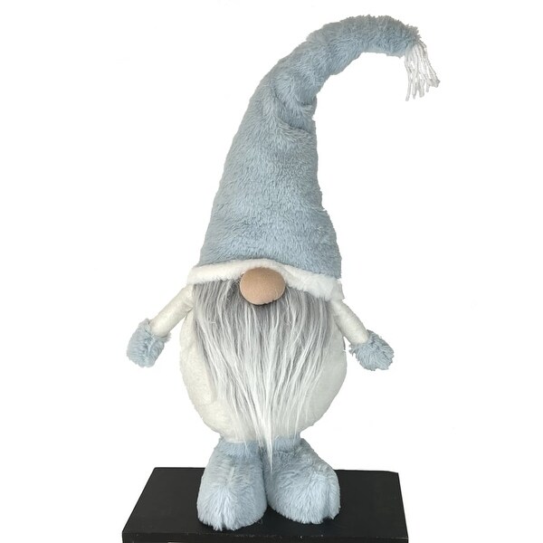 Standing Gnome With Stretchy Legs Wearing A Light Blue And White Hat Figurine