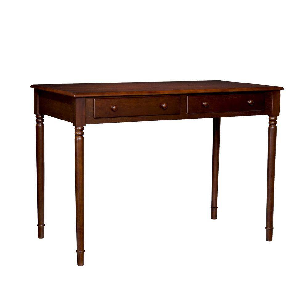 Southern Enterprises 42.5 in. Espresso Rectangular 2 -Drawer Writing Desk with Wood Frame HO8799