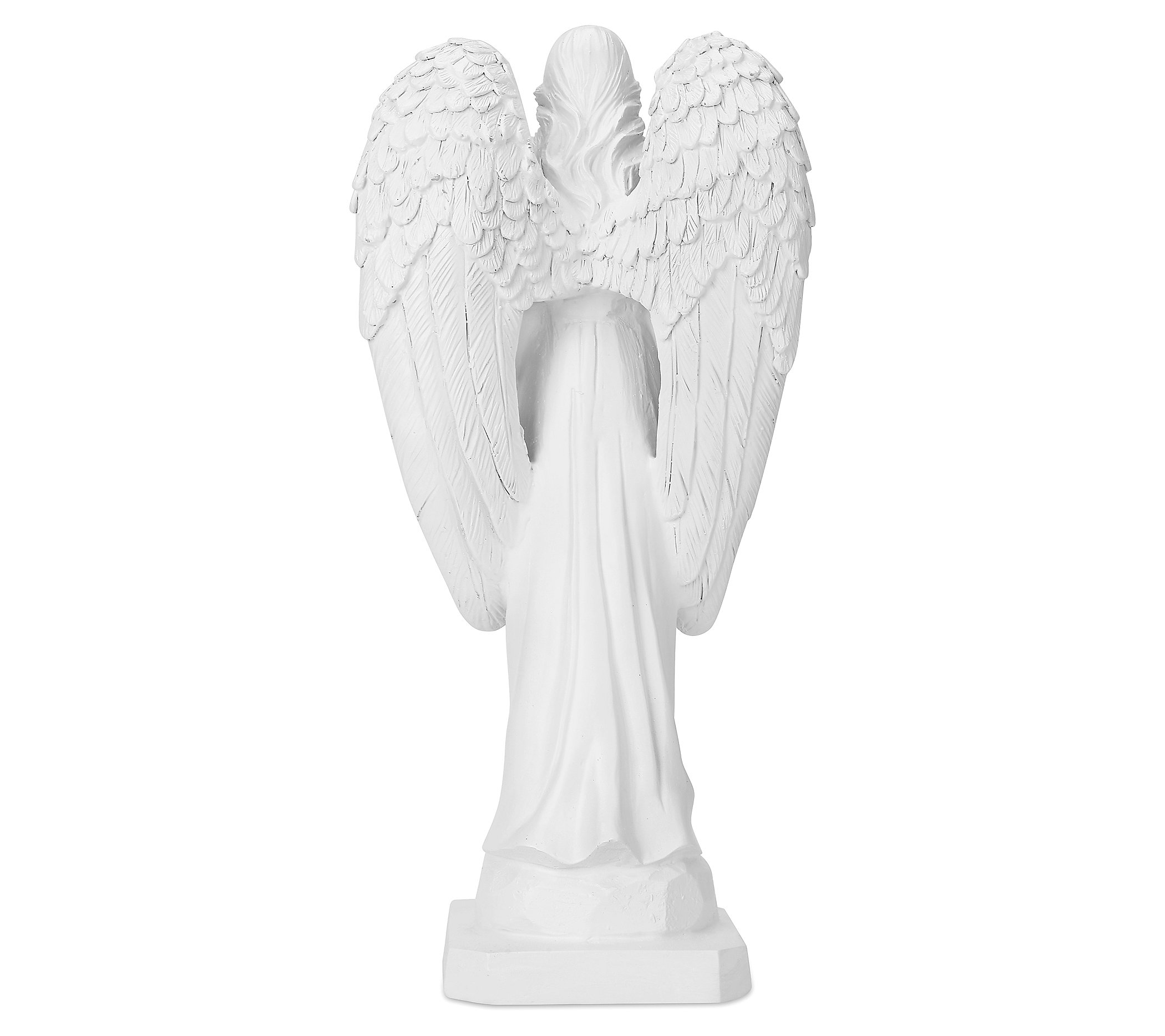 Techko Angel with Closed Wings Statue with Solar Spotlight