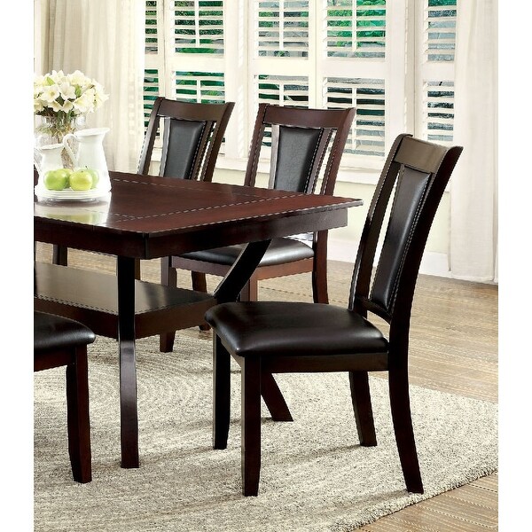 Contemporary Set of 2 Side Chairs Solid wood Chair Padded Leatherette Upholstered Seat Kitchen Dining Room Furniture