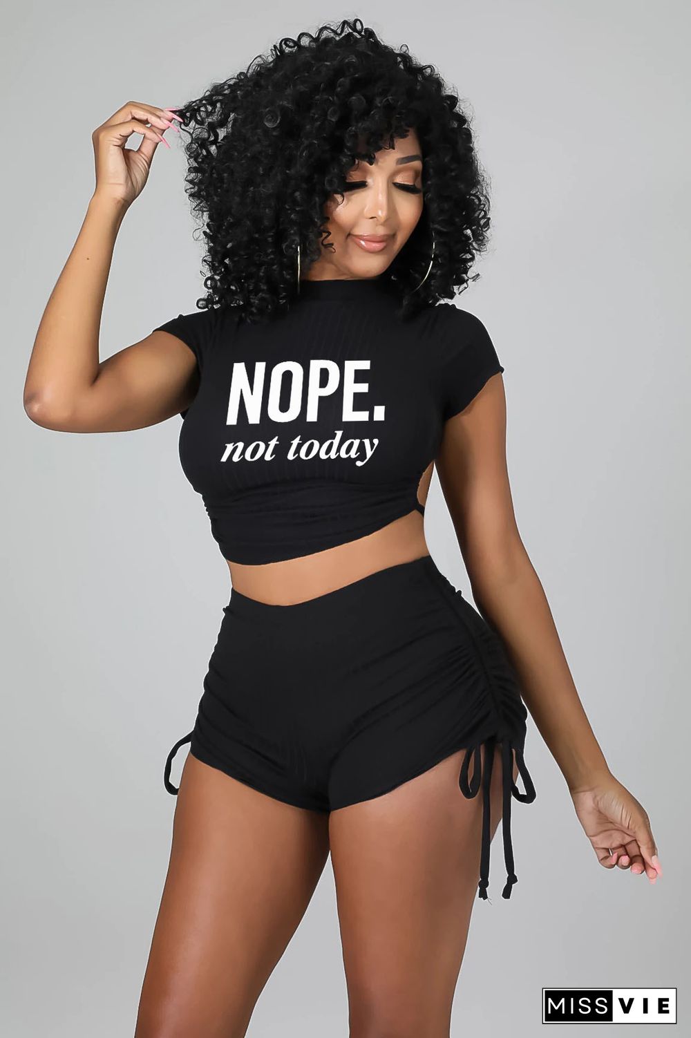 Sportswear Backless Crop Tops And Shorts 2 Piece Set