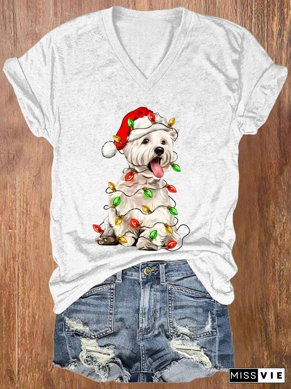 Women's Christmas Printed Short Sleeve T-Shirt