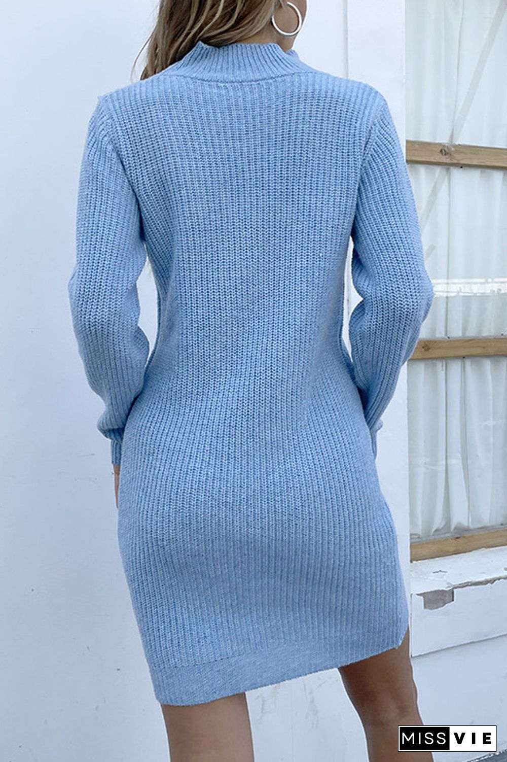 Turtleneck Hollow Out Casual Long Sweater Dress