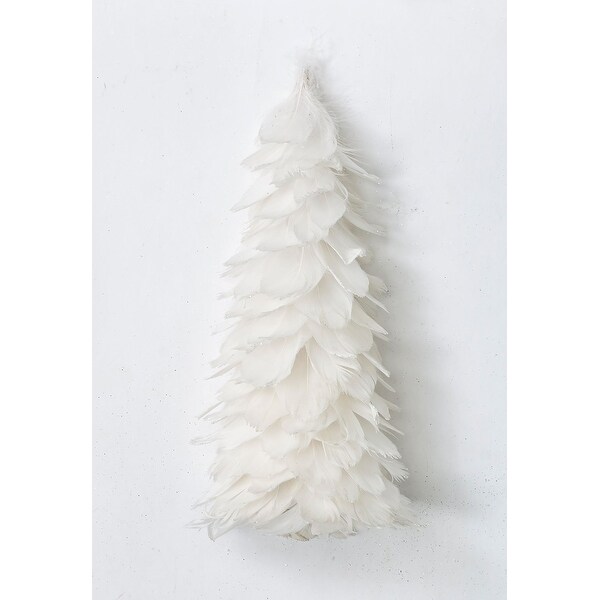 12 Feather Tree w/ Glittered Tips，White