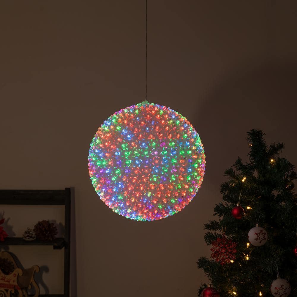 Alpine Corporation 13 in. Dia Large Flashing Sphere Ornament With Multi-Colored LED Lights COR162MC