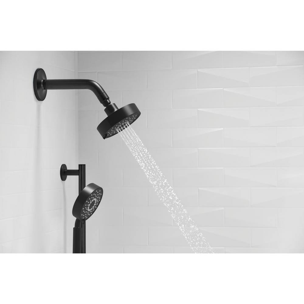 KOHLER Purist 3-Spray 5 in. Triple Wall Mount Handheld Shower Head in Matte Black K-22166-BL