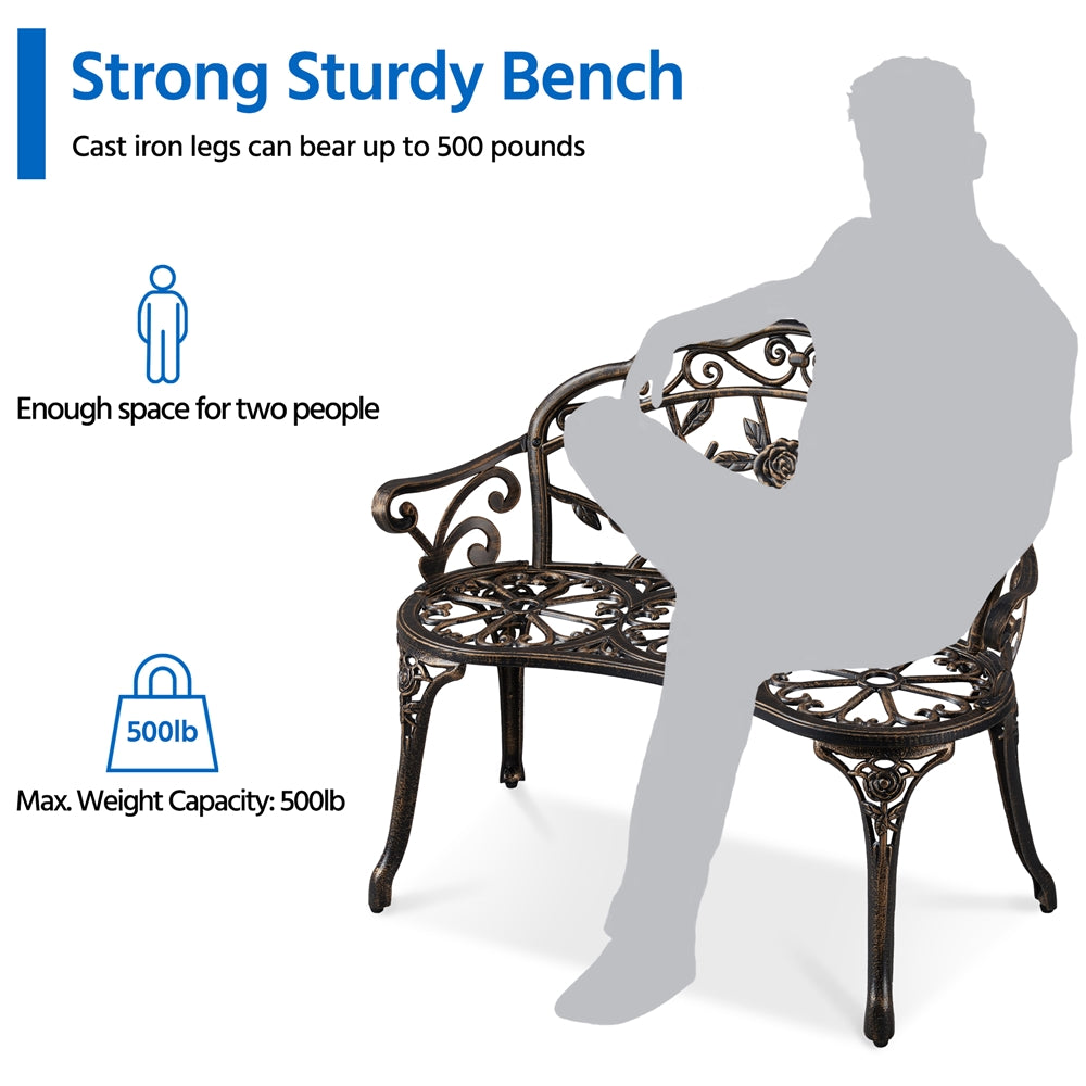 Topeakmart Outdoor Durable Aluminium Bench - Bronze