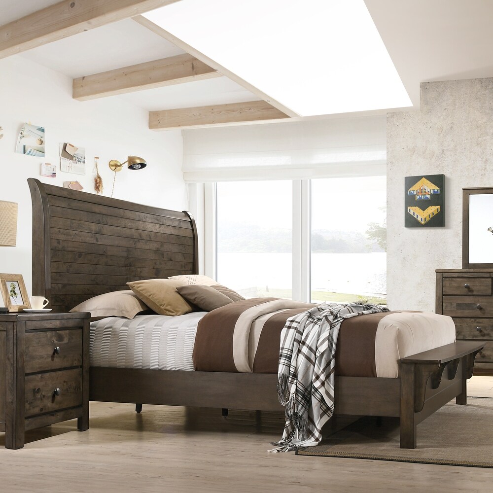 Carbon Loft Guinevere Classic Grey Brown Sleigh Bed