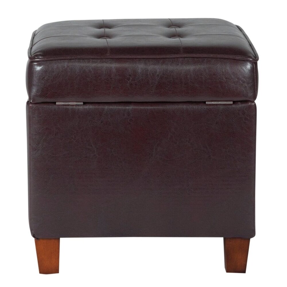 Porch   Den Bittern Square Tufted Faux Leather Storage Ottoman