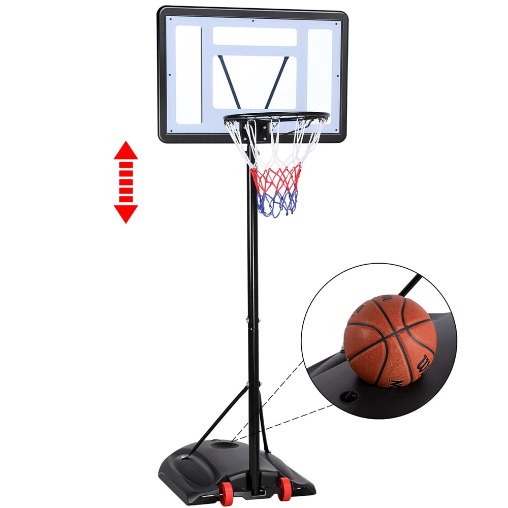 Easyfashion Portable Junior Basketball System Up to 8.2 Ft. for Kids， Junior and Youth for Indoor and Outdoor with Wheels