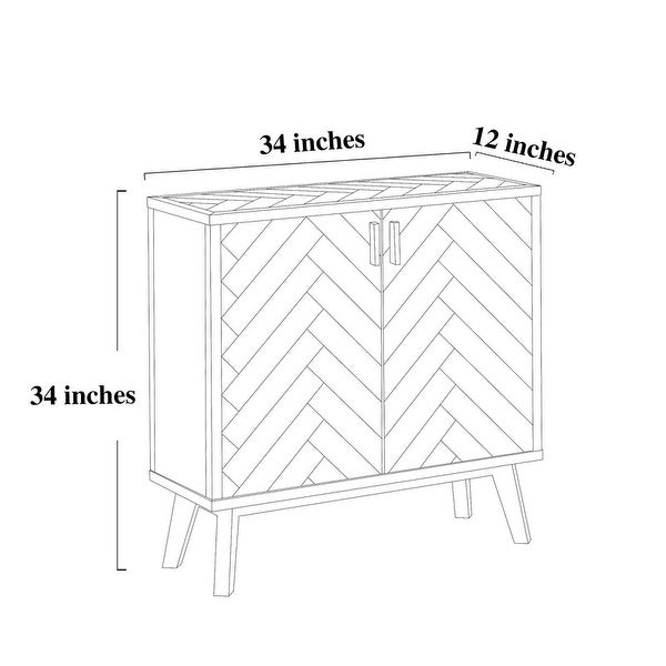 Wody Solid Wood 2-door Accent Cabinet Storage Entry Coffee Table Sideboard Kitchen Buffets Chest - L 34 in * W 12 in * H 34 in