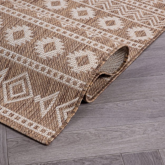 World Rug Gallery Geometric Boho Textured Flat Weave Indoor outdoor Area Rug