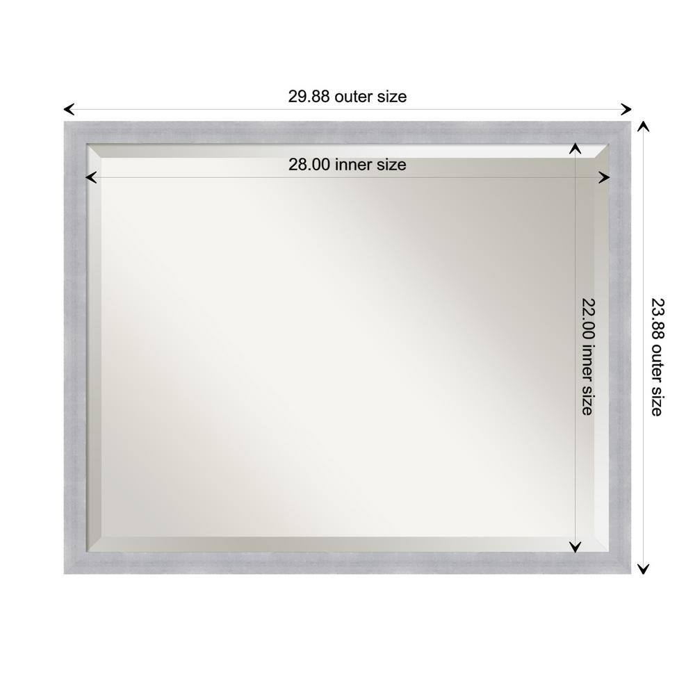 Amanti Art Grace 30 in. x 24 in. Modern Rectangle Framed Brushed Nickel Narrow Bathroom Vanity Mirror DSW5343055