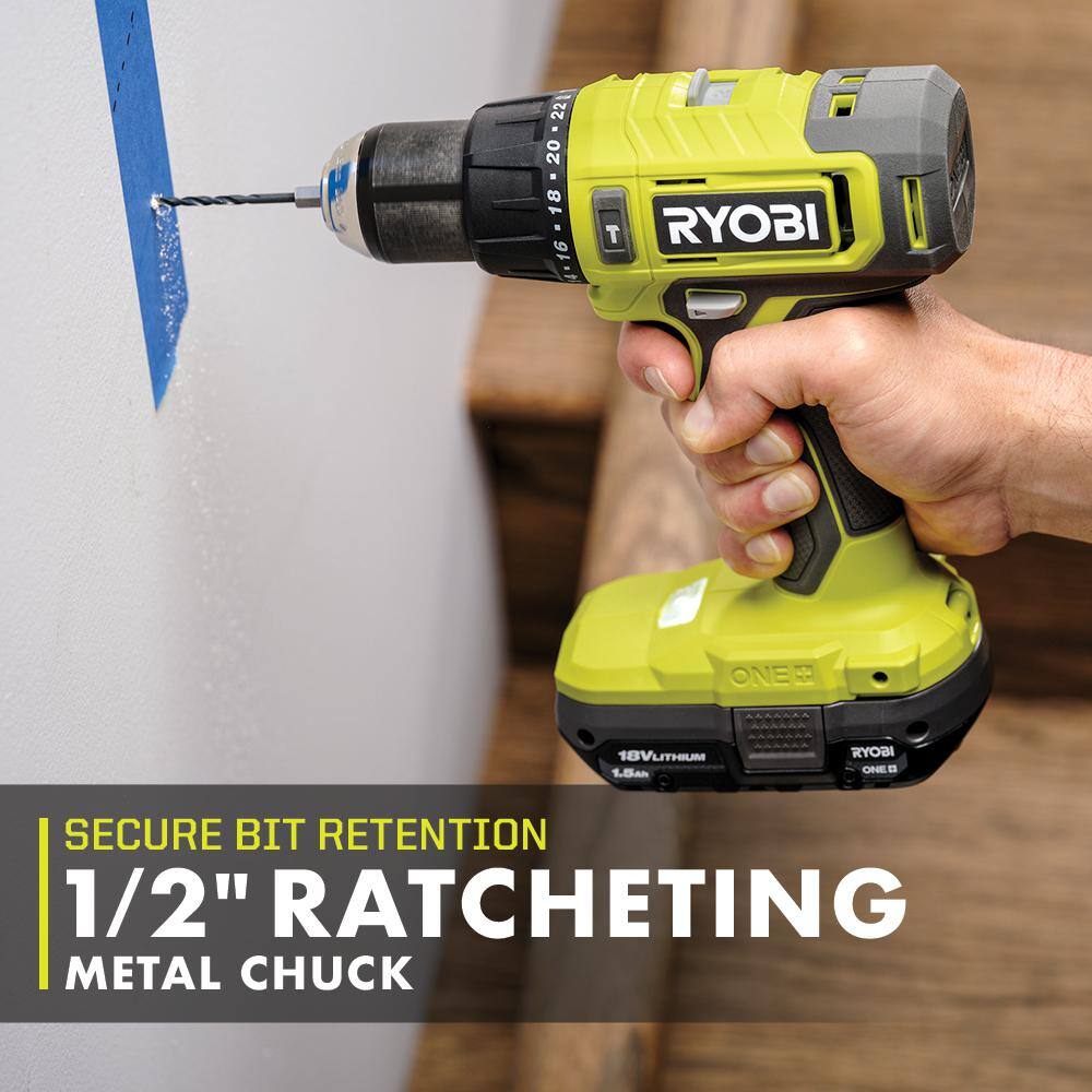 RYOBI ONE+ 18V Cordless 12 in. Hammer Drill (Tool Only) PCL220B