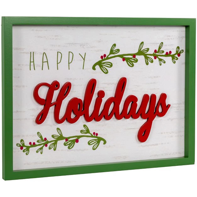 Framed quot happy Holidays quot Christmas Wooden Wall Sign