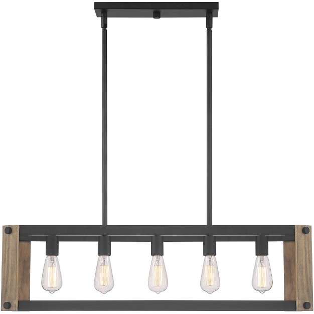 Wide Rustic Farmhouse 5 light Fixture For Kitchen Island Dining Room