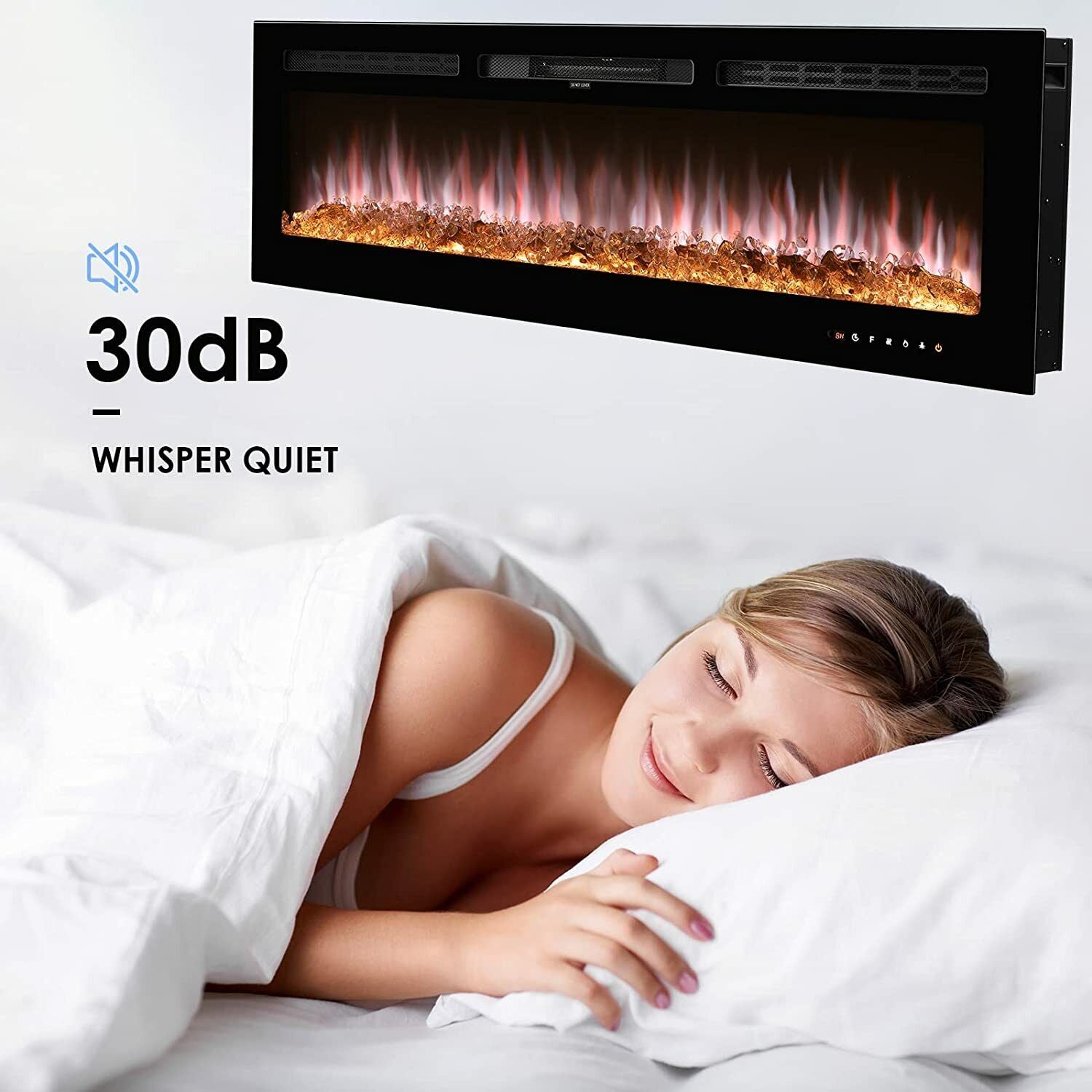 Increkid 60" Wall Mounted Electric Fireplace with Touch Screen & Remote Control