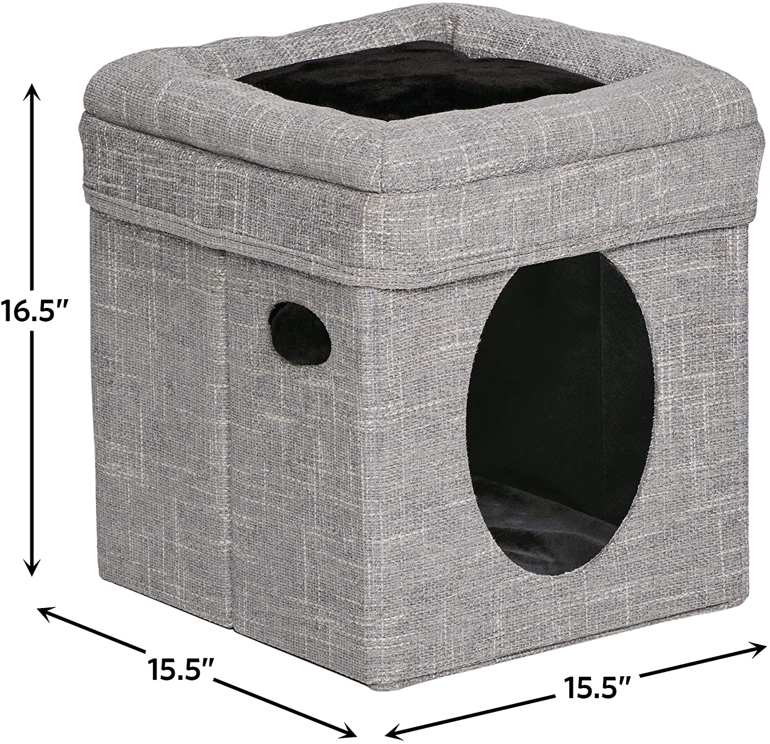 MidWest Curious Cube Condo + Catty Scratch Cat Scratcher with Catnip， Small， Silver