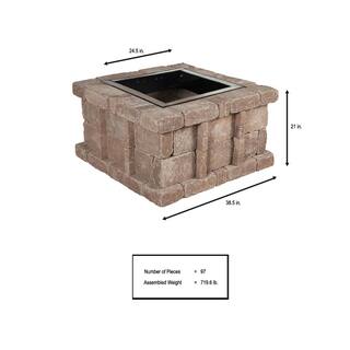 Pavestone RumbleStone 38.5 in. x 21 in. Square Concrete Fire Pit Kit No. 5 in Cafe RSK50769