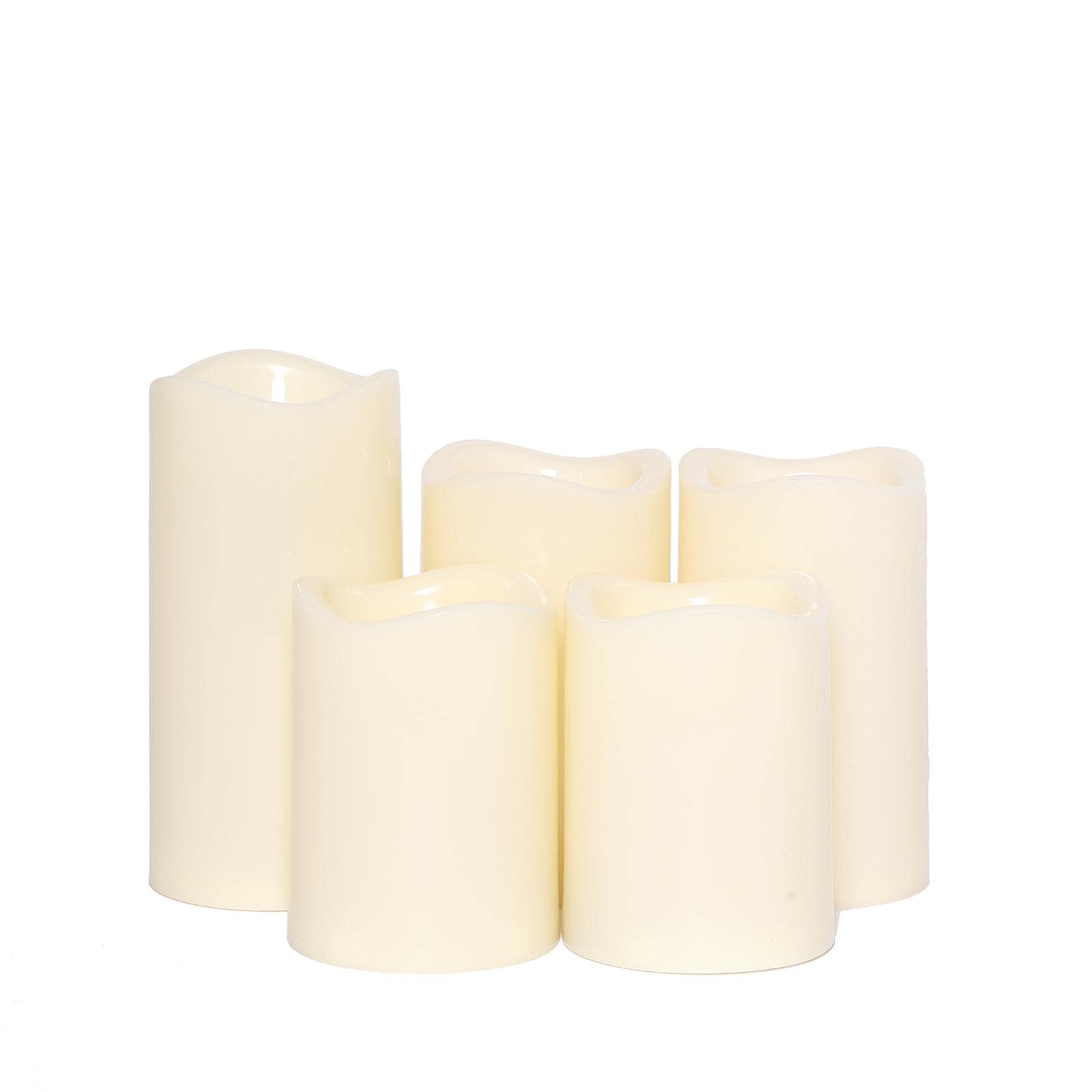 Set of 5 Ivory Flickering Flameless LED Pillar Candles, Color Changing Battery Operated Candles With Remote 4