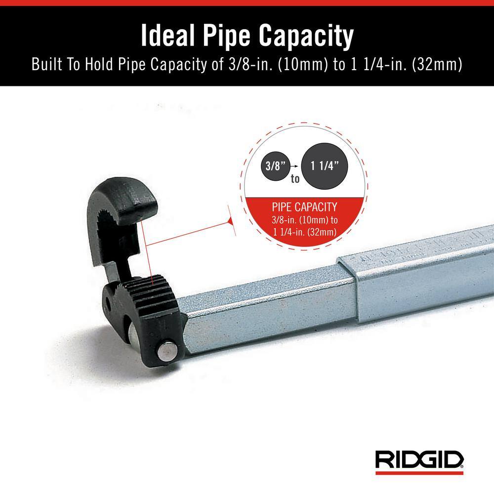 RIDGID 38 in. to 1-14 in. Adjustable 10 in. to 17 in. Fold Over Telescoping Basin Pipe Wrench For Tight Spaces 31175