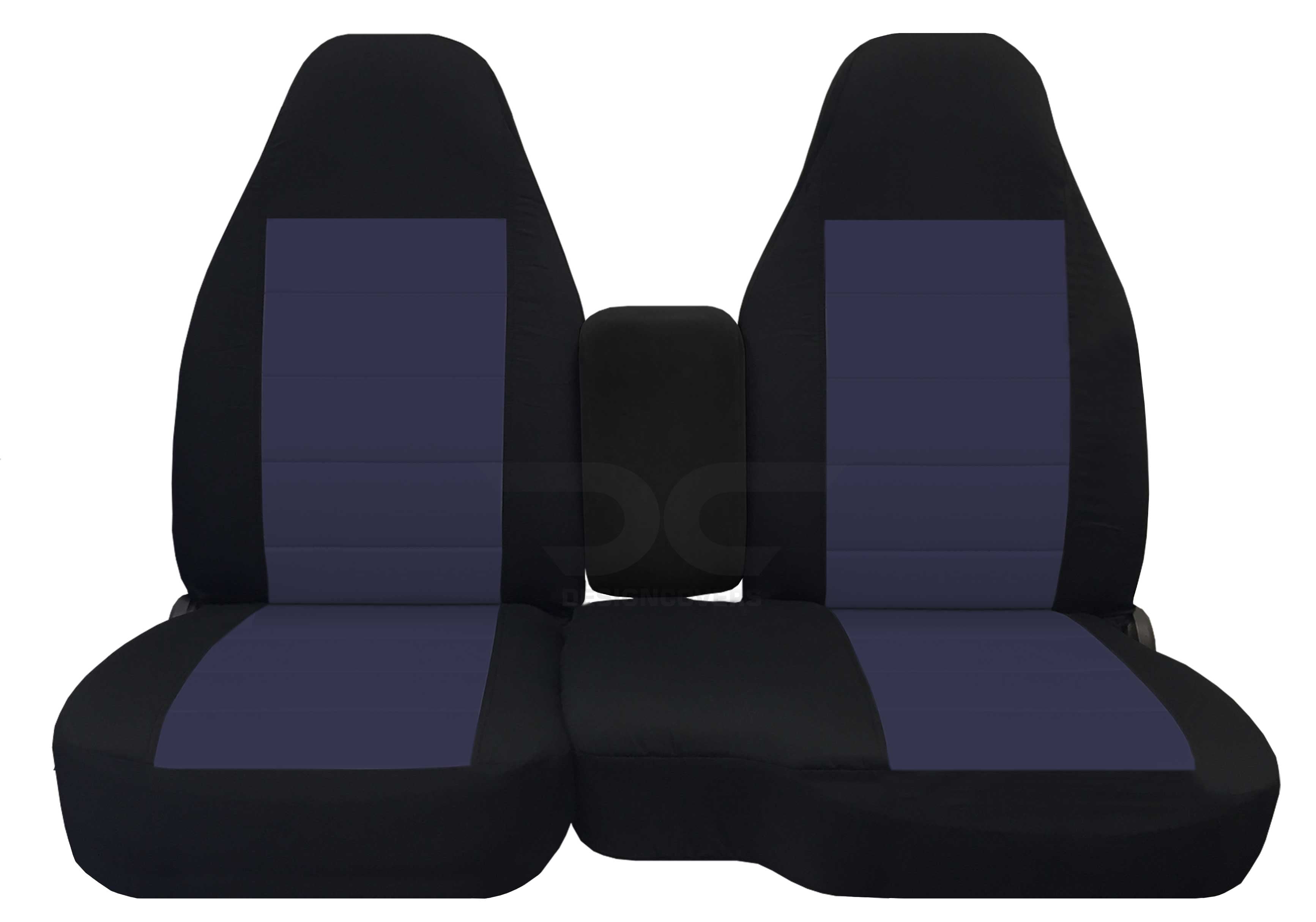 T84-DesignCovers Compatible with 2004-2012 Ford Ranger/Mazda B-Series Two-Tone Truck Seat Covers (60/40 Split Bench) w Center Console/Armrest Cover: Opening Console ，Black and Blue Gray Velour