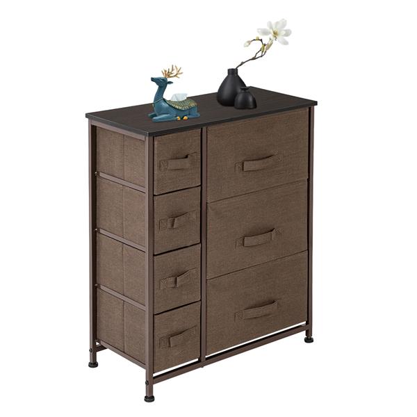 Dresser with 7 Drawers - Furniture Storage Tower Unit for Bedroom, Hallway, Closet, Office Organization - Steel Frame, Wood Top, Easy Pull Fabric Bins (Small)