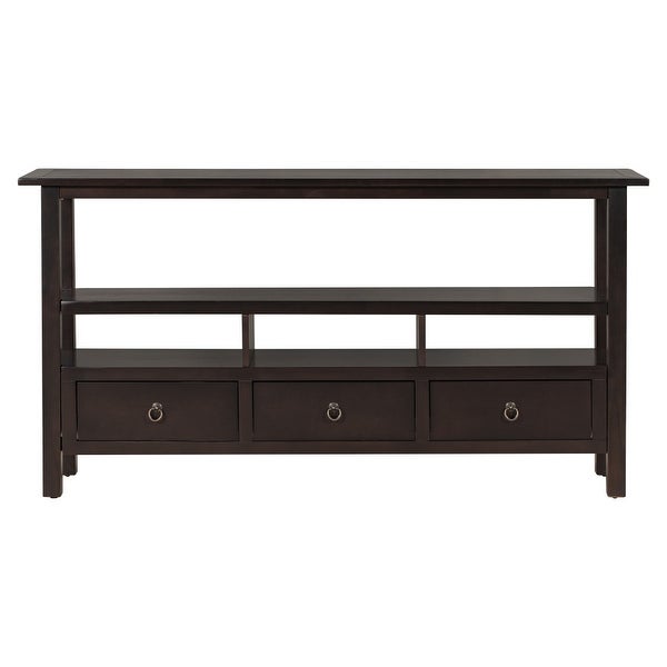 Solid Console Table Double-Storey Tabletop with 3 Drawers